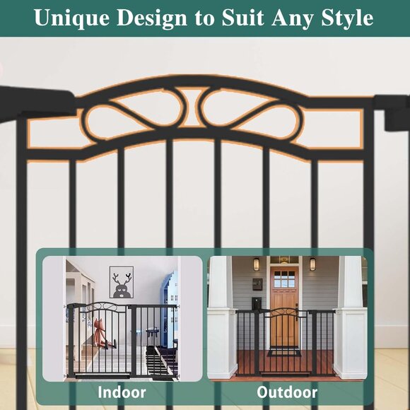 Black Wide Baby Gate with Door-Walk - Picture 7 of 9
